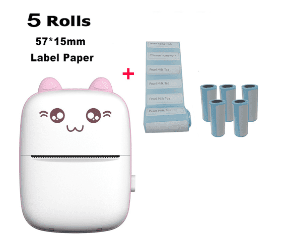 Tagmate Compact printer creating fun stickers for planners Pink Color + 5 Rolls of Label Paper- Innova Trendy