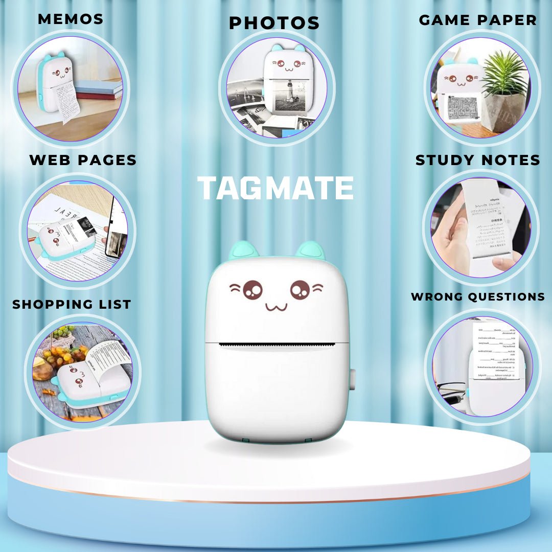 TagMate Mini Sticker Printer 🖨️ - Portable Wireless Printer for Black and White Thermal Printing, Compact Inkless Printer for Notes, Labels, Journals, and Creative DIY Projects 🎨 - INNOVA TRENDY