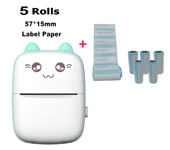 Tagmate Handheld thermal printer for instant note printinge Blue Color + 5 Rolls of Label Paper- Innova Trendy