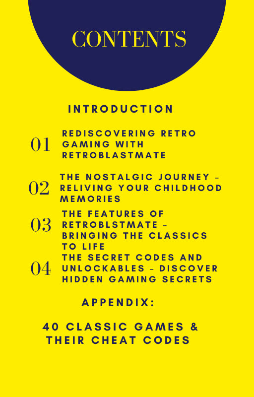 RetroBlastMate e-book on Mastering old-school games with expert tips and 40 games cheat codes - Innova Trendy