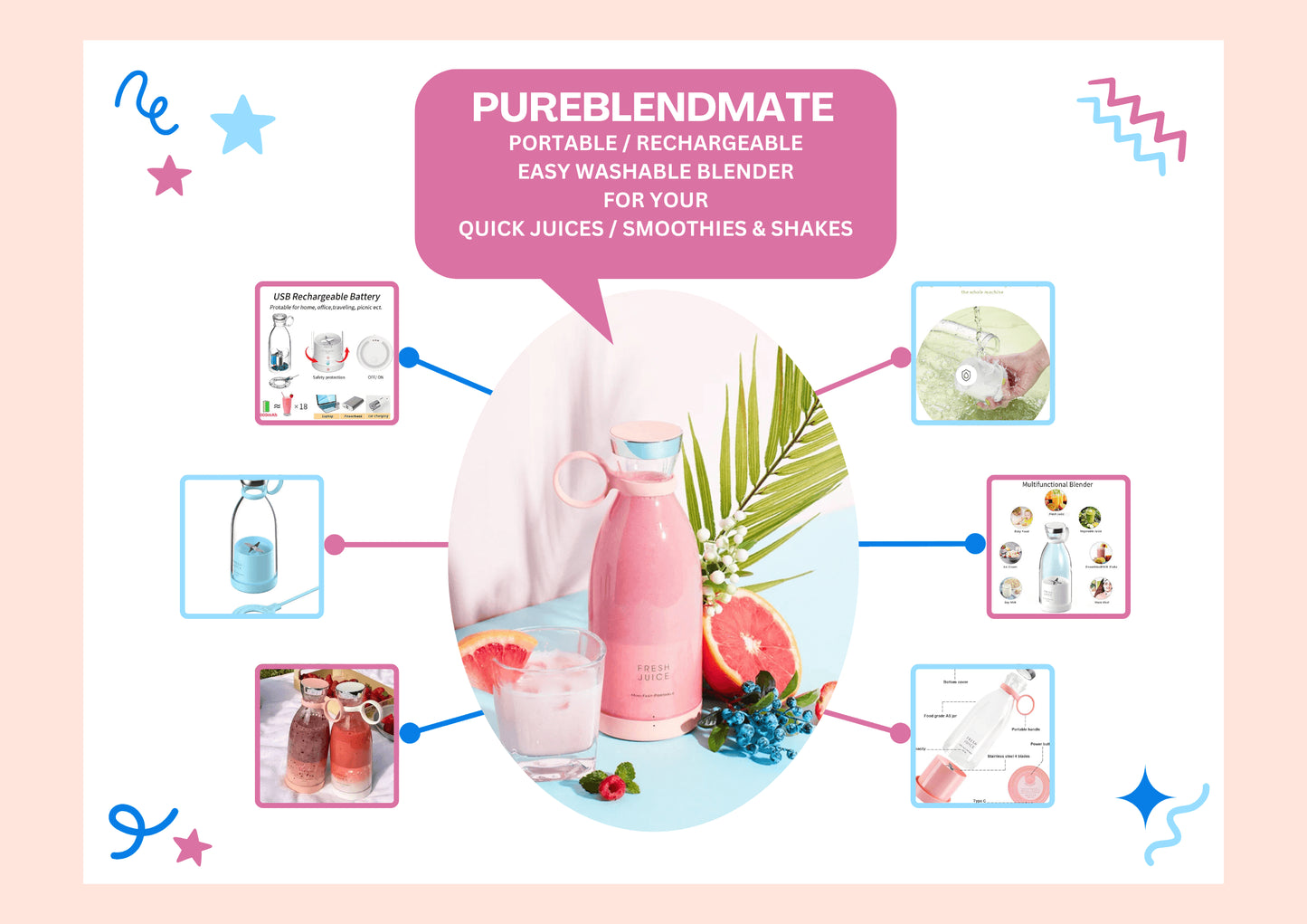 PureBlendMate β Portable, Rechargeable, and Easy for Smoothies and Shakes ππΉ - INNOVA TRENDY
